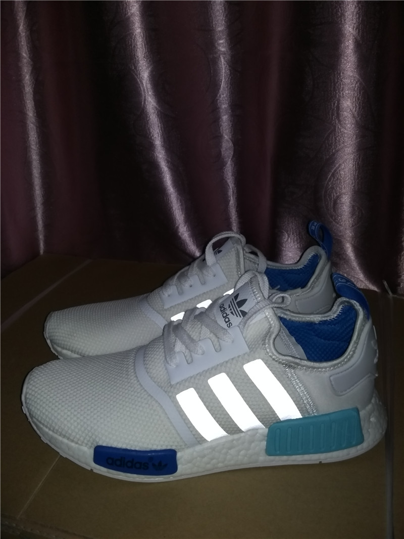 Real Boost Adidas NMD R1 White Blue Glow